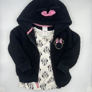 24 Months/ 2T Minnie Mouse Cozy Sherpa Hoodie + Long Sleeve Shirt, Jumping Beans